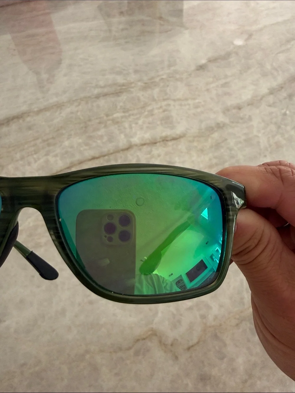 Maui Jim Green Frame Sunglasses with Blue Lenses